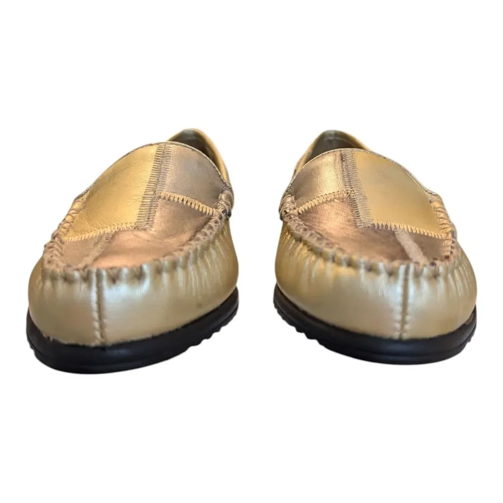 Mootsies Tootsies Metallic Patchwork Leather Loafers Womens 6M Distressed Casual
